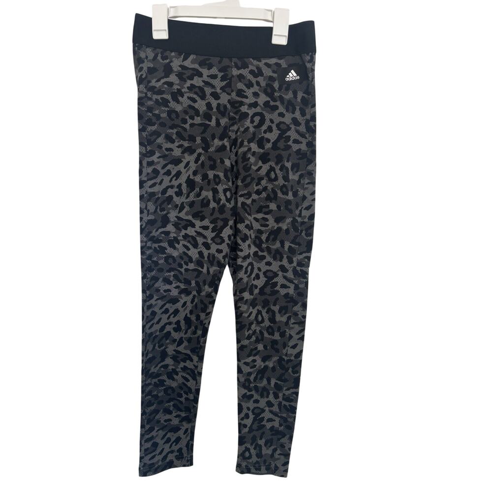 Adidas Gray Leopard Print Leggings Animal Print Workout Gym Stretch M
